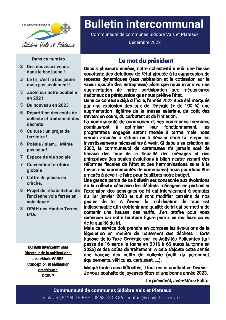 Communauté de communes Sidobre Vals et PlateauxSidobre Vals et Plateaux